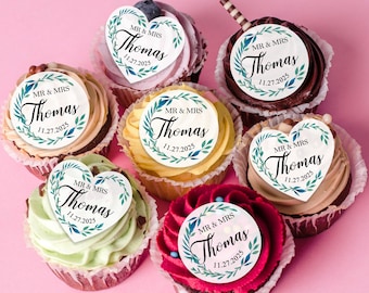 Décorations de cupcake de mariage personnalisées/Nom personnalisé pour boissons/Toppers de décoration de fête de mariage/M. et Mme Cake Topper/Décoration de mariage/Cocktail Toppers
