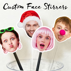 Agitadores de coquetel personalizados com rosto, agitadores de bebidas com foto, agitadores de coquetel personalizados, palitos de acrílico para mexer coquetéis, decoração para festa de aniversário e casamento