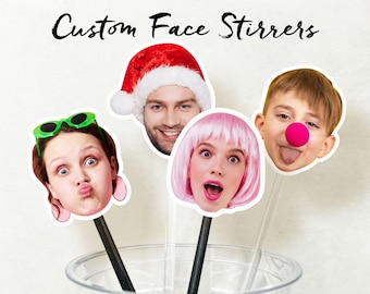 Personalisiertes Gesicht Cocktail Rührer Foto Drink Rührer Benutzerdefinierte Cocktail Rührer Acryl Cocktail Stir Sticks Hochzeit Geburtstag Party Decor