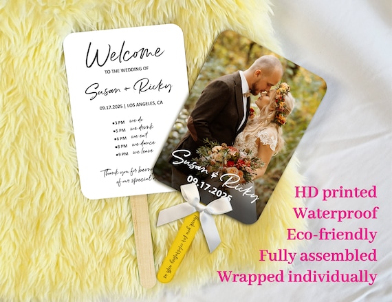 Wedding Timeline Fans in Bulk/Wedding Favor for guests/Fan for Wedding Ceremony/Printable Timeline Fan Wedding Program Fans/Double-sided Fan