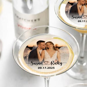 ÄTBARA fotodekorationer för bröllopscocktails/anpassade drinkdekorationer till bröllopsfesten/garneringsskivor för cocktails/ätbar bröllopstoppare för festdekorationer