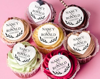 BULK Wedding Cupcake Toppers/Custom Wedding Drink Toppers/Edible Cocktail Toppers Wedding/Rehearsal Dinner/Wedding Party Decor/Wedding Favor