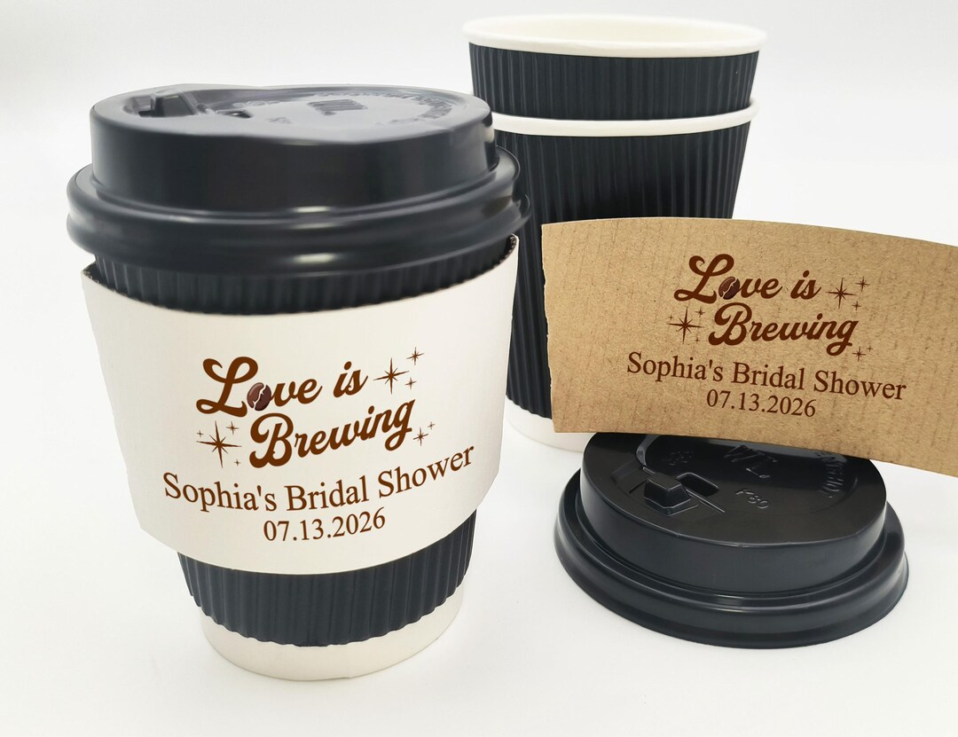 Custom Printed Paper Coffee Cup Sleeves for Bridal Shower, Disposable ...