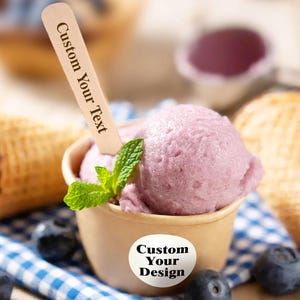 Custom Ice Cream Cup with Wooden Spoon/Paper Treat Cups/Serving Cups/Birthday Party Decors/Snack Cups/Party Decorations/Party Tableware/8 oz