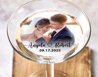EDIBLE Wedding Drink Toppers with photo/Custom Wedding Cocktail Toppers/Photo Reception Favors/Cupcake Toppers/Edible Wedding Party Decor