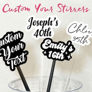 Benutzerdefinierte Text Drink Rührer Rührstab für Hochzeit Geburtstag Party Swizzle Stick Cocktail Drink Topper Party Trink Dekor Acryl Drink Tag