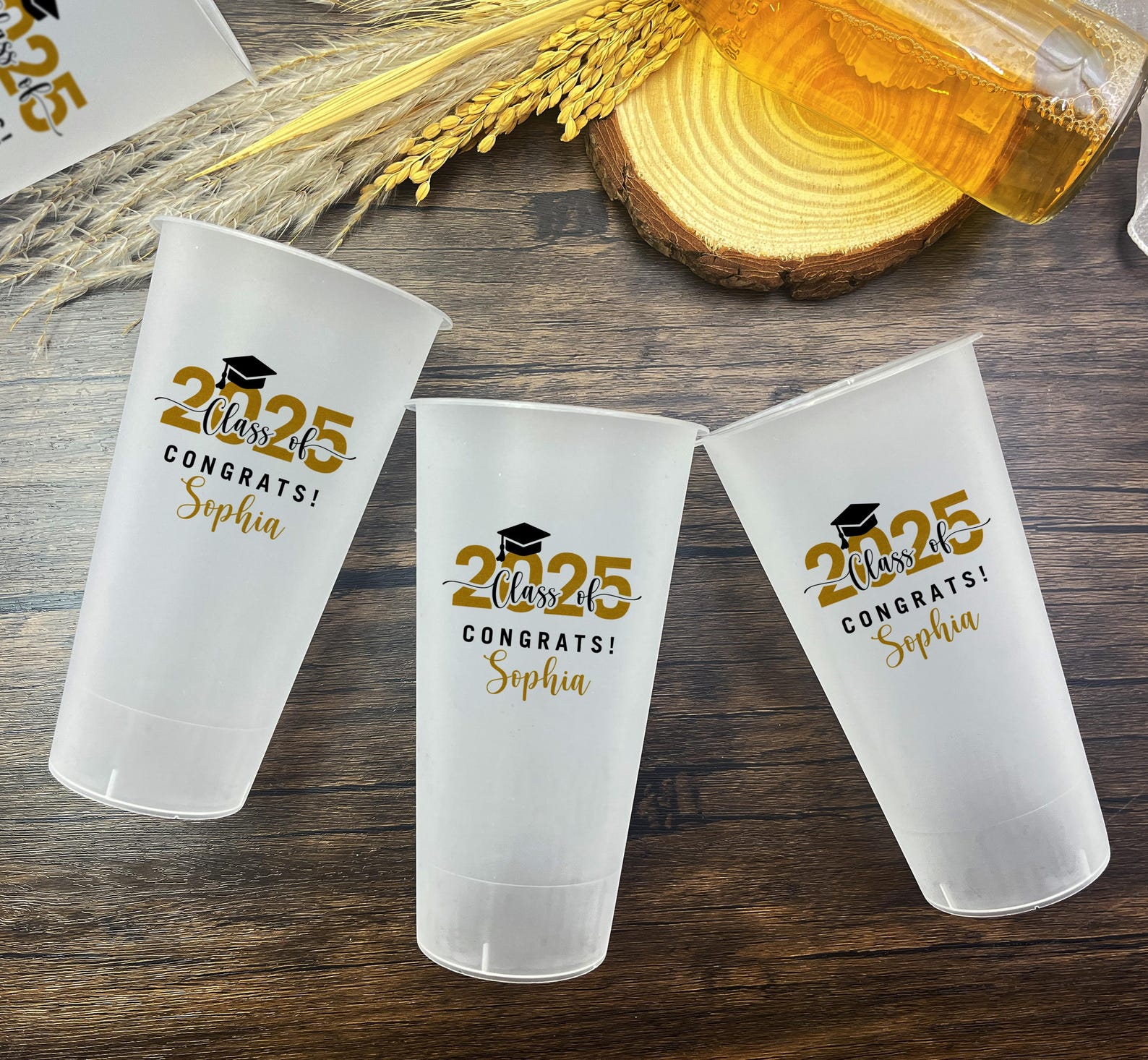 Congrats Grad Custom Graduation Frosted Cups/grad Party Drink Cup ...