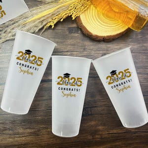 Congrats Grad Custom Graduation Frosted Cups/Grad Party Drink Cup Favors/Nurse Graduation Cocktail/Class of 2025/Congratulations Grad Gifts