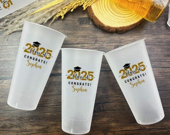 Congrats Grad Custom Graduation Frosted Cups/Grad Party Drink Cup Favors/Nurse Graduation Cocktail/Class of 2026/Congratulations Grad Gifts