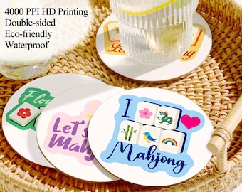 Custom Mahjong Theme Coaster/Mahjong Tile Flower Coaster/Decorative Mahjong Coaster/Let’s Mahjong Graphic Coaster/Love Mahjong Tile Coaster