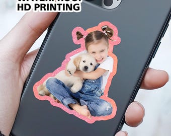 Benutzerdefinierte Aufkleber mit Ihrem Foto / wasserdichten Vinylaufkleber / personalisierter Aufkleber / Porträtaufkleber / Wasserflaschenaufkleber / Aufkleber für Laptop, Telefon