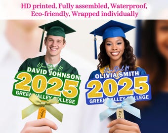 Custom Graduation Fans, Face Fan, Graduation Fan Templates College, 2025 Grad Face Fan, Class of 2025 Head Fans, Graduation Faces on a Stick
