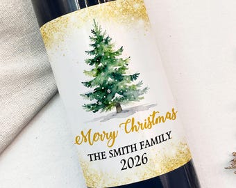 Christmas Tree Wine Label/Merry Christmas Wine Label/Personalized Champagne Bottle Labels/Custom Christmas Gift Stickers Label/Holiday Gifts