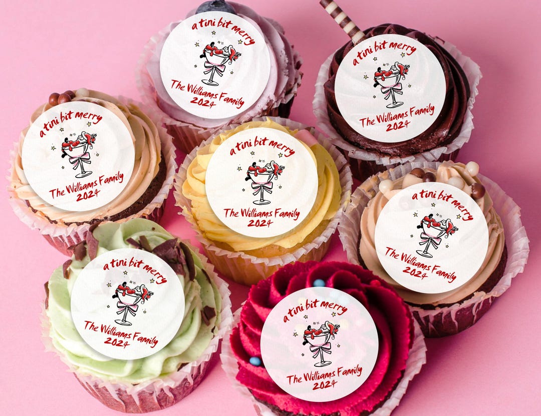 A Tini Bit Merry EDIBLE Cup Cake Toppers Christmas Cupcake Topper ...