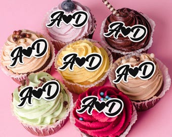 Custom Cup Cake Topper/Personalised Wedding Party Decor/Custom Cake Topper/Initial Cut-Out Wafer Cupcake Topper/Wedding Edible Drink Toppers