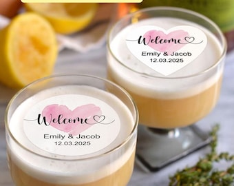 Personalised Wedding Drink Toppers | Wedding Welcome Cocktail Toppers | Custom Edible Drink Topper with Wedding Couple's Names | Cake Topper