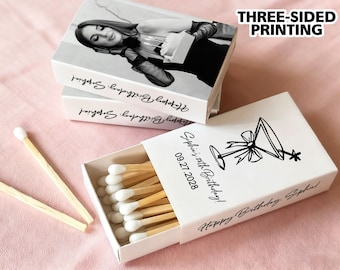 Custom Printed Match Boxes with Photo/Birthday Matchbox Party Favors/Birthday Matchbook/Personalized Favors for 30th Birthday/Party Decor