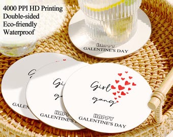 Galentines Day Personalized Coasters/Galentines Party Favors Bulk Coasters/Girl Gang Drink Coasters/Happy Valentine's Day/Friend Valentines