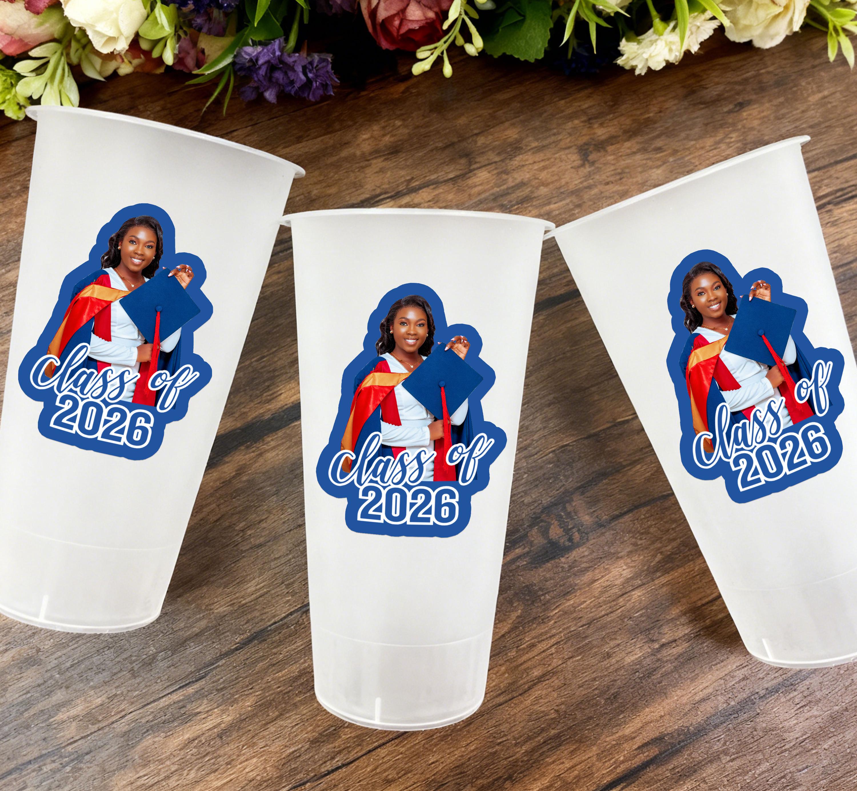 Graduation Custom Frosted Cups With Lid/personalized Graduated Face Cup ...