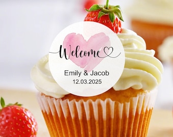 Custom Cupcake Topper for Wedding Edible Cocktail Toppers Customizable Couple's Names Party Decor for Cocktail Personalized Beverage Garnish