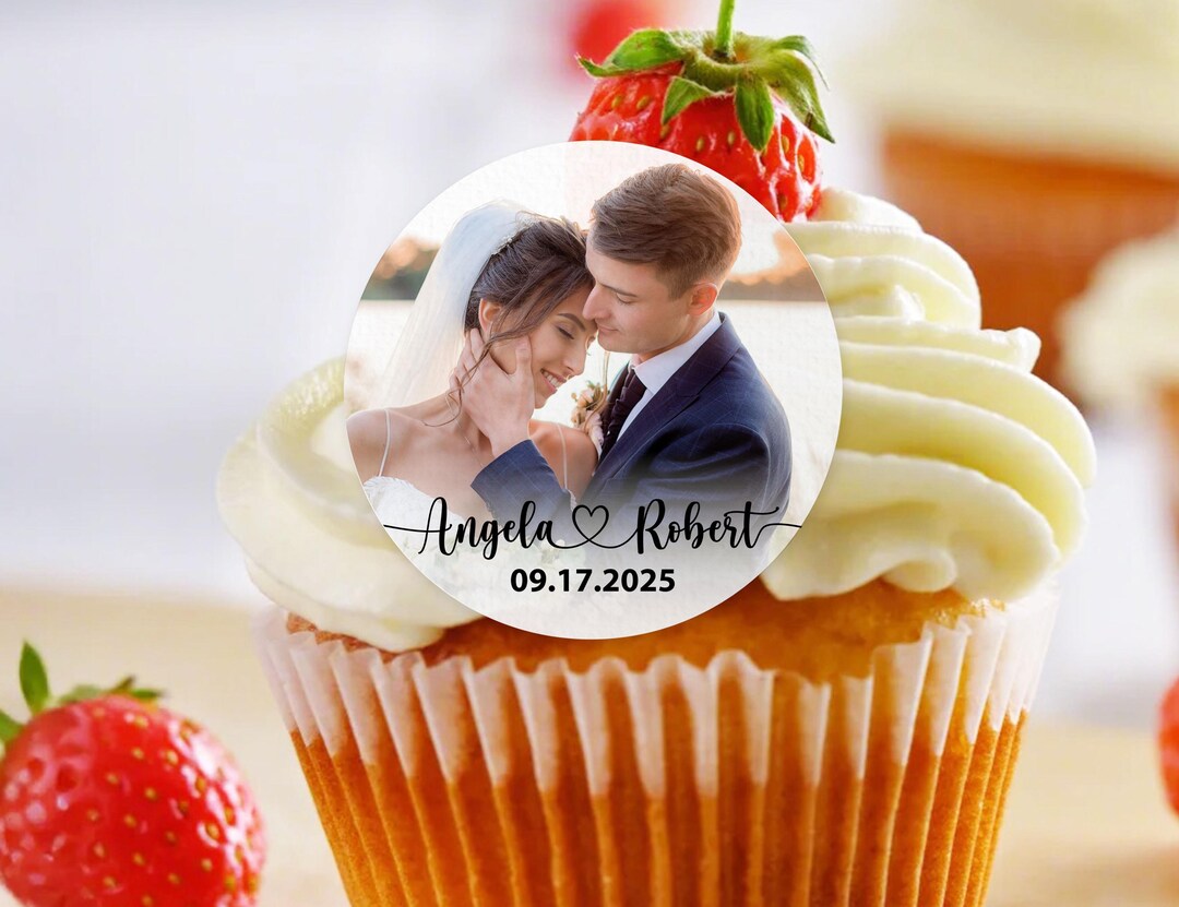Photo EDIBLE Wedding Cupcake Toppers, Wedding Cup Cake Toppers, Wedding ...