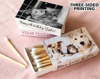 Custom Photo Matchboxes, Personalized Matches, Party Favors, Custom Logo Matchboxes in Bulk, Business Gift, Printed Match Boxes, Three-sided