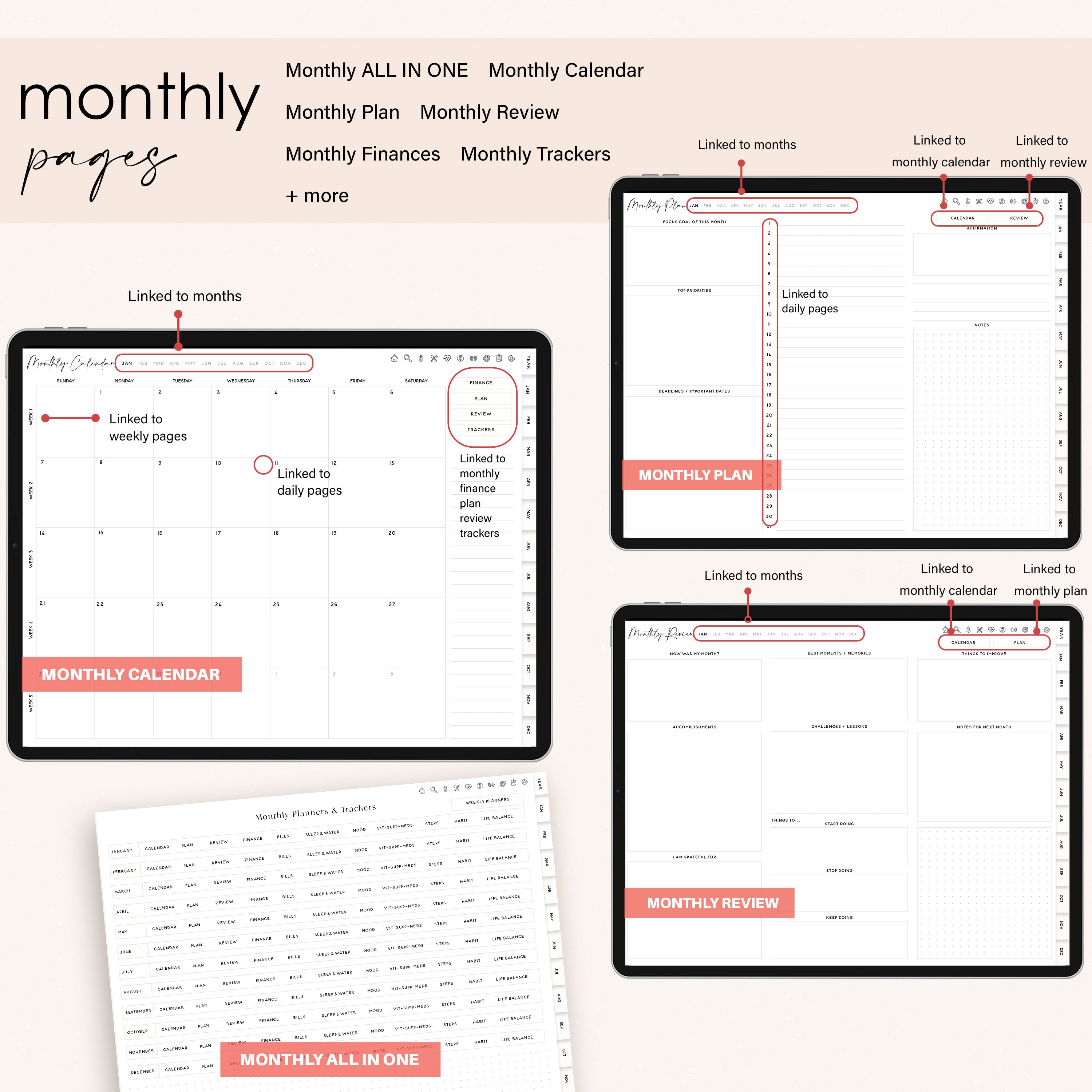 Digital Planner 2024, 2025, Minimalist Digital Planner, iPad Planner