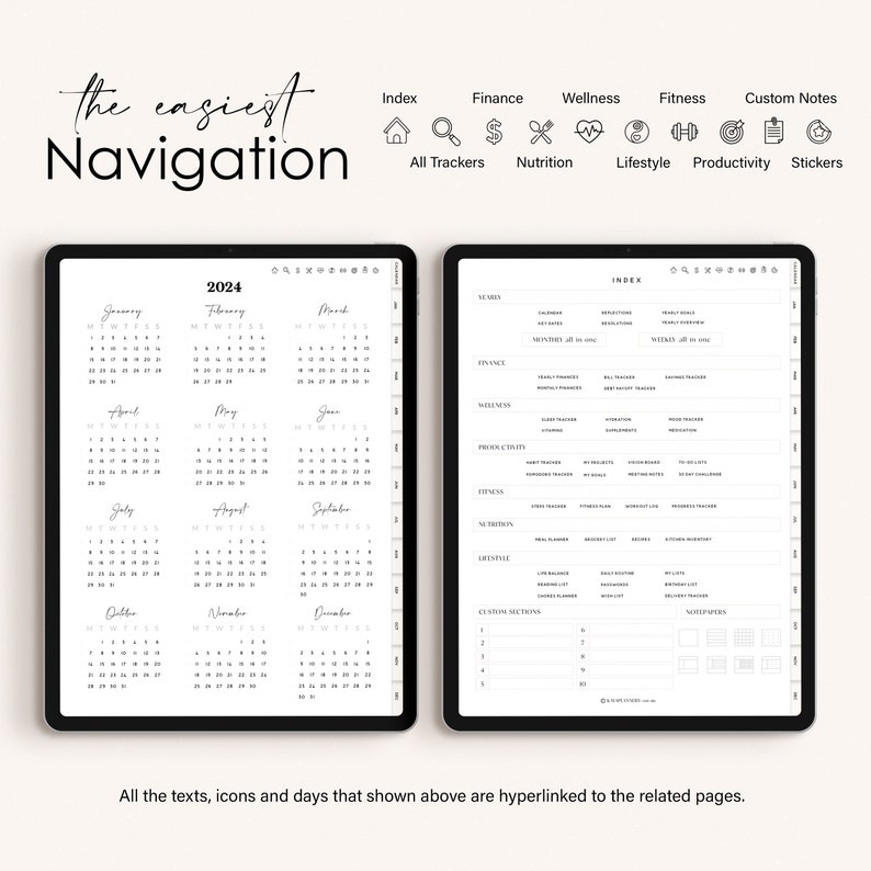 Digital Planner 2024, 2025, Minimalist Digital Planner, iPad Planner