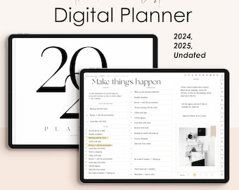 Digital Planner 2024, 2025, Minimalist Digital Planner, iPad Planner, GoodNotes Planner, Undated Digital Planner, Simple Landscape Planner