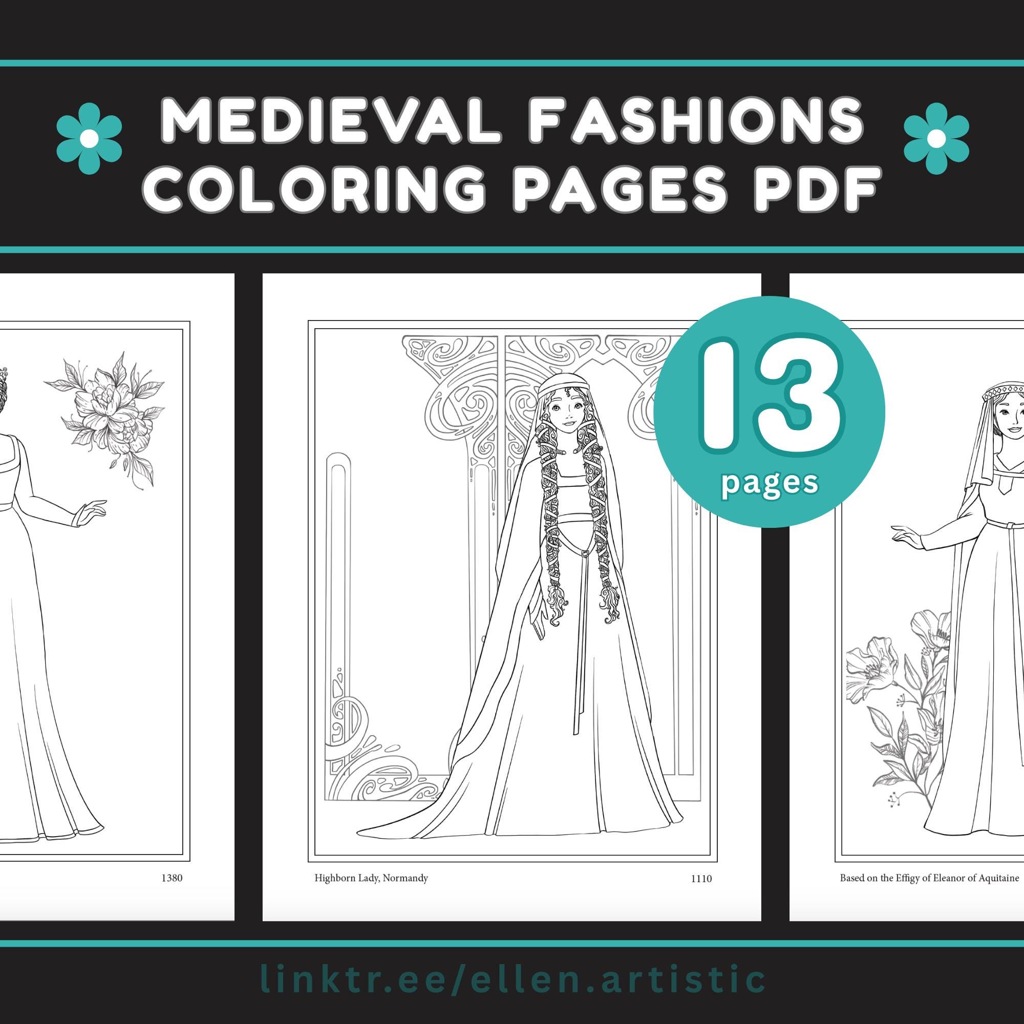 Medieval Fashion — coloring book cover