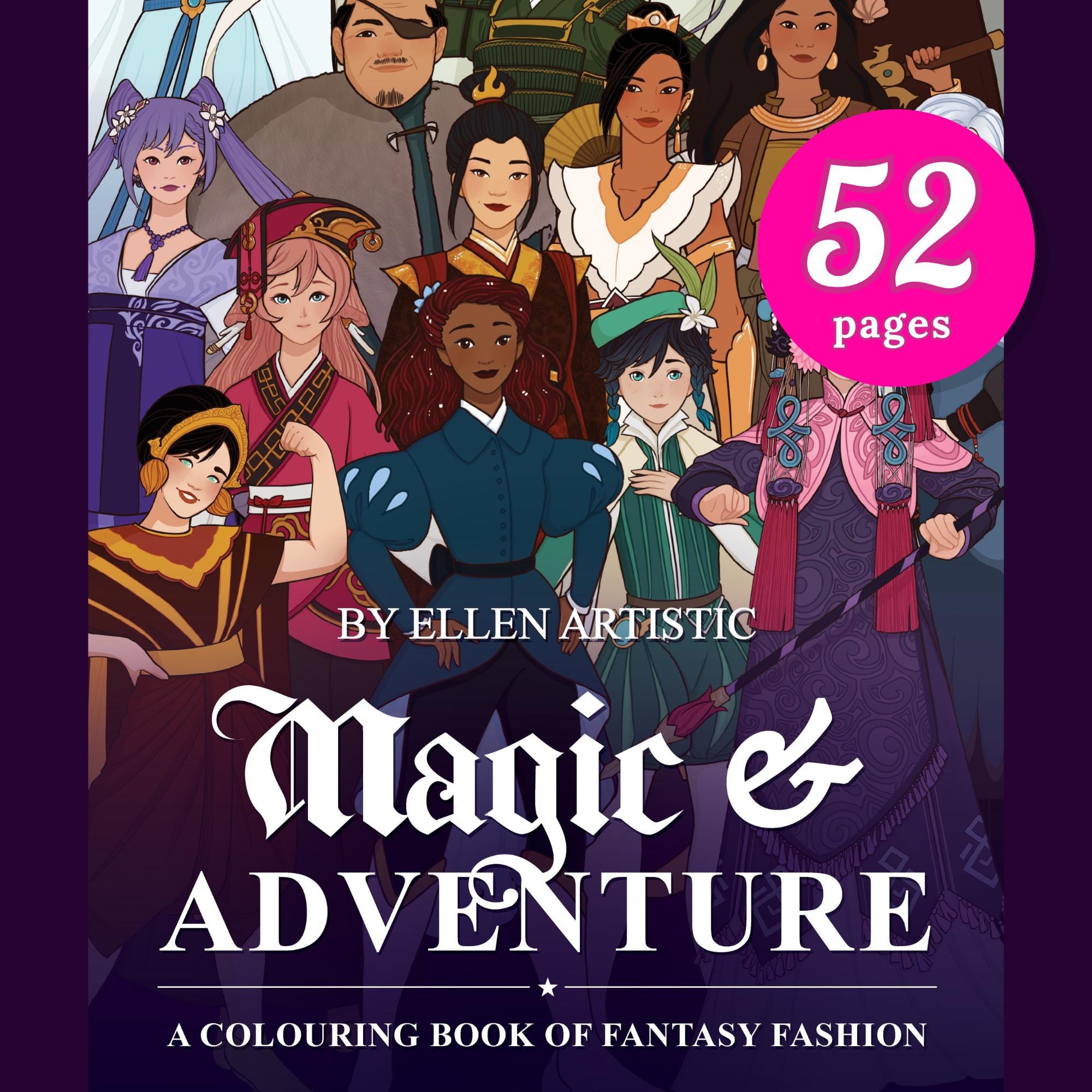 Magic & Adventure: A Colouring Book of Fantasy Fashion — coloring book cover