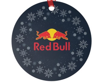 Enfeite de Natal Red Bull Racing Árvore de Natal F1 Fórmula 1 Carros de corrida Marinha Max Verstappen Checo Sergio Perez Flocos de neve Cavalo Decoração de quarto de adolescente