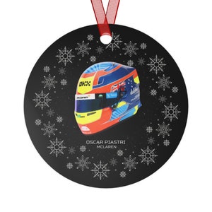 Oscar Piastri McLaren Capacete Enfeite Árvore de Natal mini personalizado papaia neon Fórmula 1 Carros de corrida 81 flocos de neve vintage decoração de quarto de adolescente presente imagem 1
