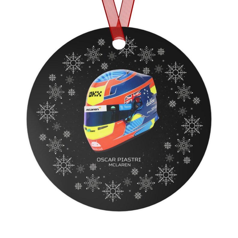 Oscar Piastri McLaren Capacete Enfeite Árvore de Natal mini personalizado papaia neon Fórmula 1 Carros de corrida 81 flocos de neve vintage decoração de quarto de adolescente presente imagem 1