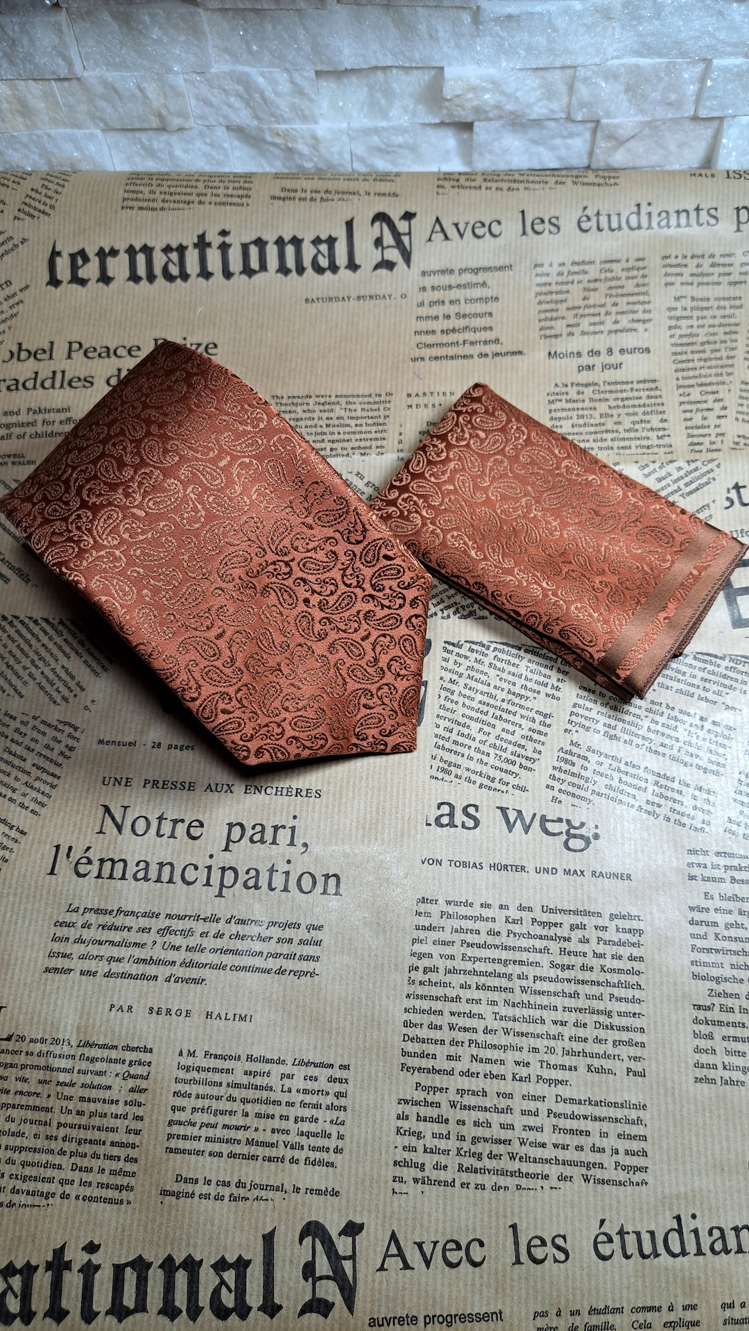 burnt orange mens tie