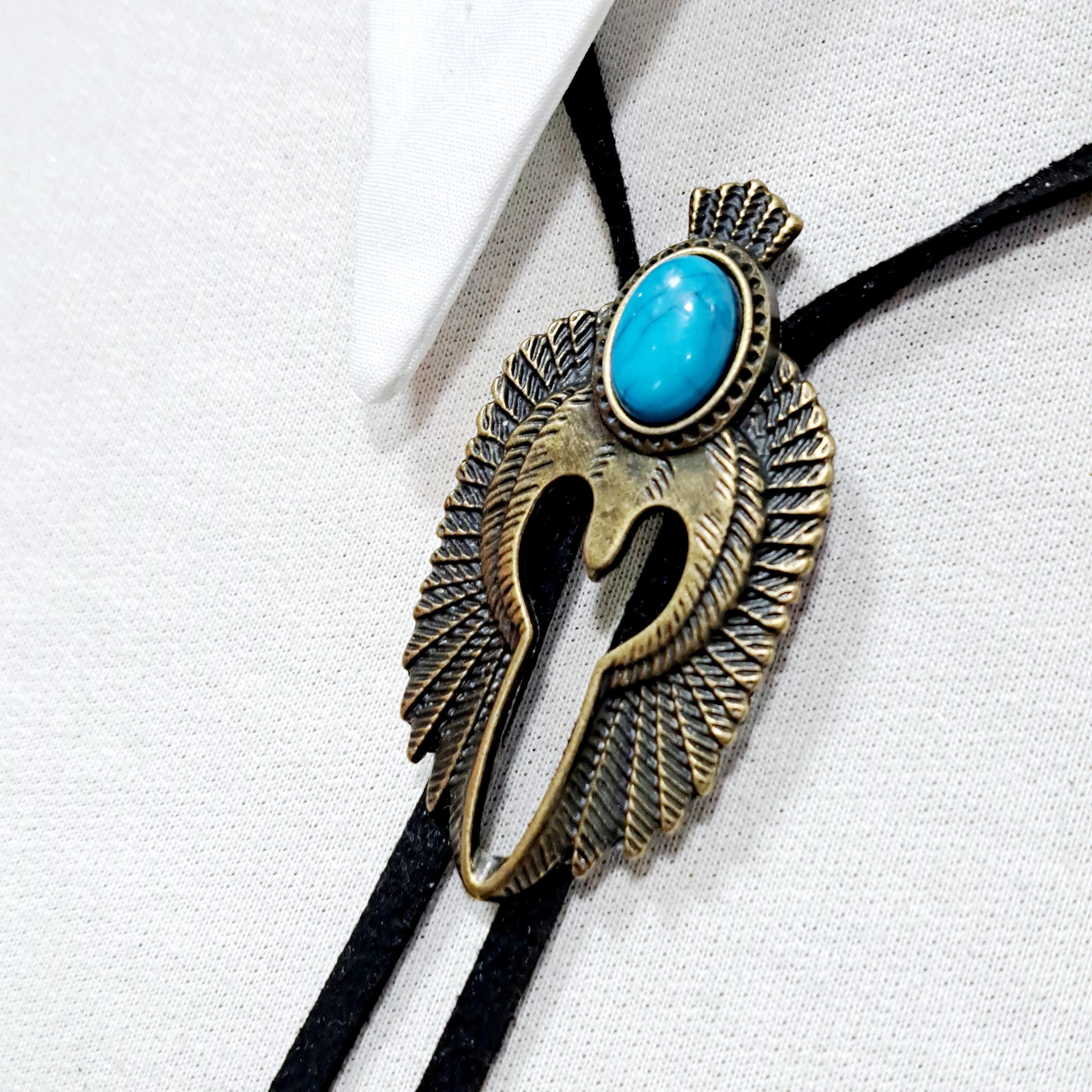 WEBEEDY 4 Styles Bolo Tie Pierre Turquoise Et Oeil De Tigre - Collier Cowboy Western Ajustable