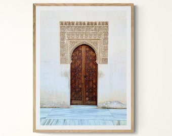 Fine Art Photography Wall Art - Digital Download - Spanish Wood Door Arched Door Alhambra Granada Architecture Travel Wall Art Home Decor