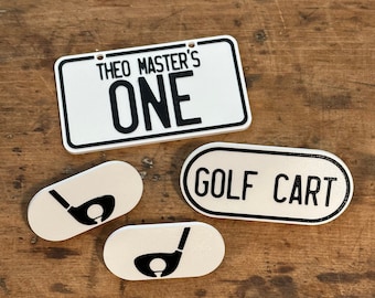 Golf Car Theme Side Badges, Front Badge, and License Plates Compatible With Little Tikes Cozy Coupe | Cozy Coupe Accessories