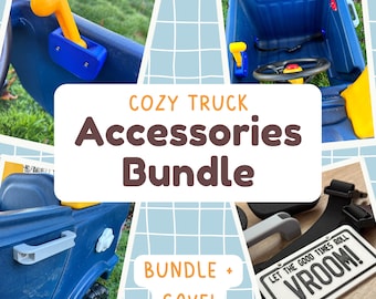 Cozy Truck Makeover Compatible Accessories Bundle | Compatible Seat Belt, Shifter Knob, Door Handle, and License Plate | All-in-one Package