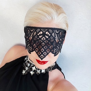Black Lace Face Mask, Bachelorette Party Mask, Masquerade Black Lace Venetian Mask, Gothic Wedding Mask, Blindfold Lace mask, gift for her