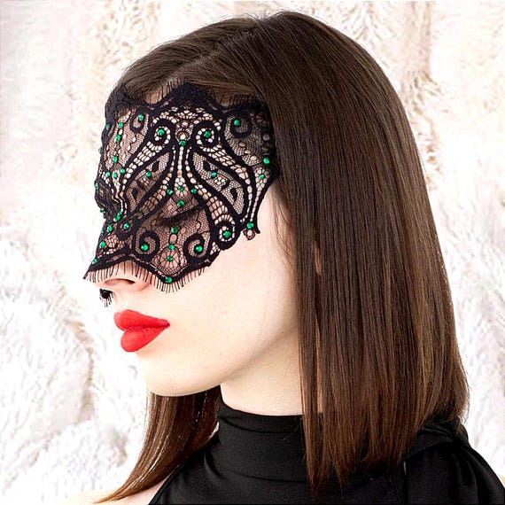 Artistic Face Mask with Black Ribbon Mardi Gras Wall Art Face Mask Flared Abstract Glitter Dotted  main image 3