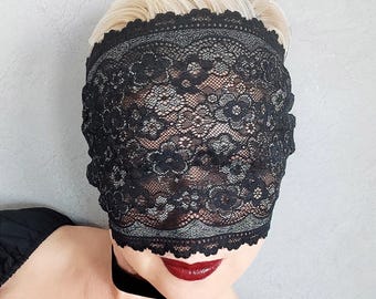 Vintage Style Black Lace Masquerade Mask for Women, Full-Face Lace Design Mask, Elegant Mask for Parties, Mardi Gras