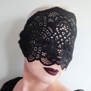 Black Lace Hiding Face Mask, Sheer Lace Masquerade Mask, Mardi gras Mask, See Through Mask, Mysterious Mask
