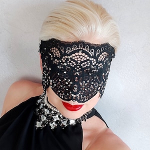 Black Lace Mask, Masquerade Ball Eye Mask, Gothic Wedding Mask, Mystery Mask, Carnival Mask, Boudoir Photoshoot Lace Mask