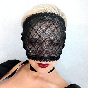Black Lace Full Face Masquerade Mask for Women, Boudoir & Party Mask, Burlesque Mask, Lace Face Veil, Mardi Gras, Naughty Lace Eye Mask