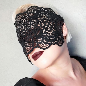 Black Lace Handmade Mask, Gothic Wedding Mask, Hiding Face Mask, Mardi gras Mask, Full Face Mask, Masquerade party Mask
