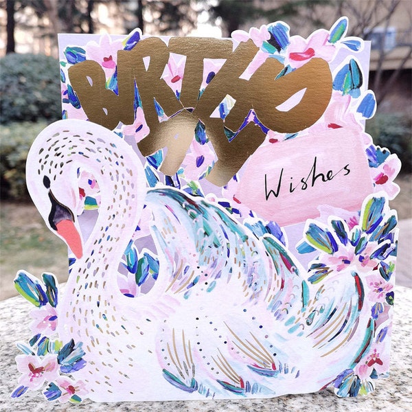 Beautiful Birthday Wishes Swan 3D Pop-Up Birthday Card Swan Pop Up Greeting Card