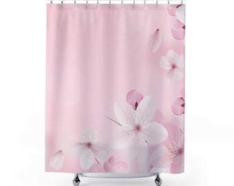Chic and Tranquil Shower Curtain - Baby Pink Cherry Blossom Vibes