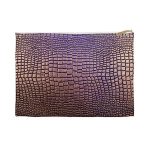 Neceser de maquillaje con estampado de piel de serpiente de bronce morado iridiscente