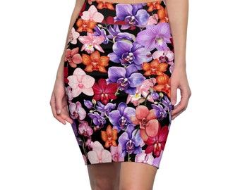 Colorful Floral Pencil Skirt (AOP)